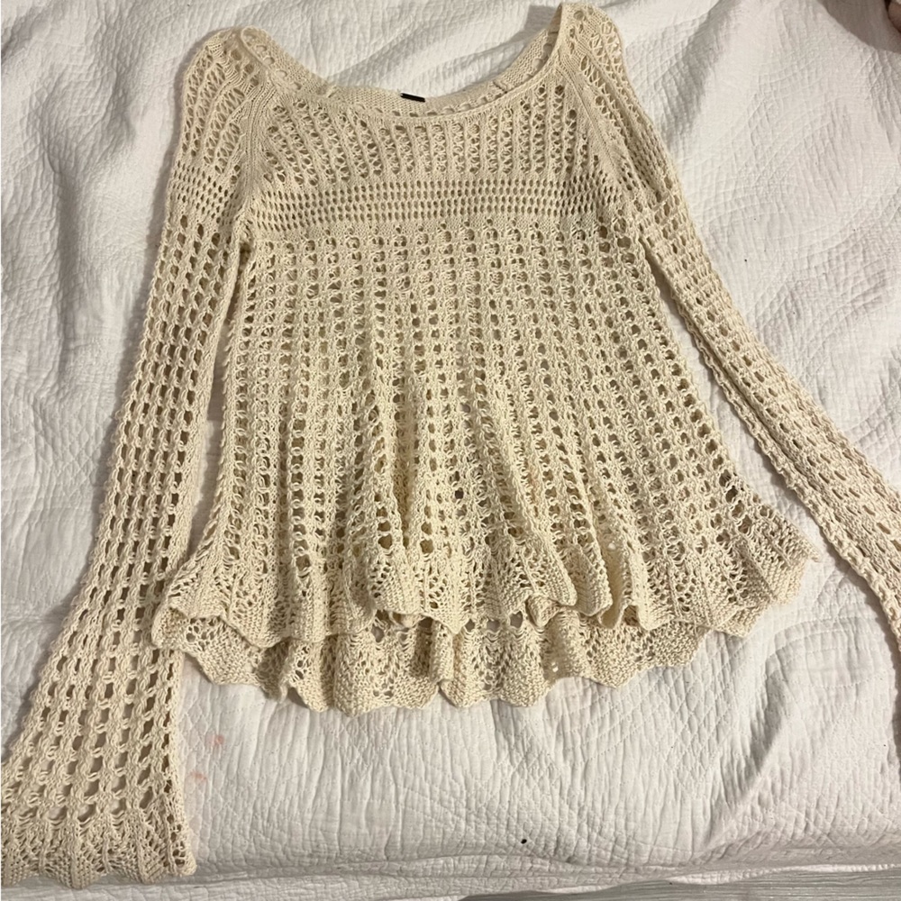 Free people crochet knit sweater